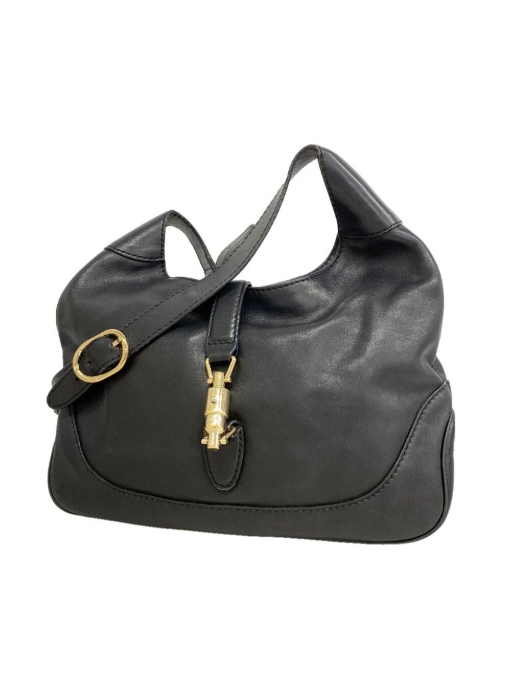 Gucci Shoulder Bag New Jackie Leather Black Champagne Gold